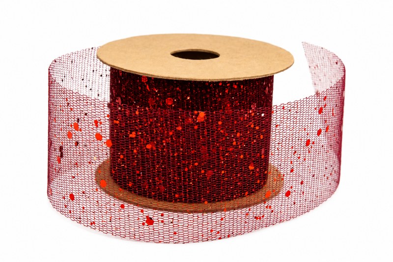 Picture of Ribbon Glitter Mesh 5cm x 10 Yards Burgundy